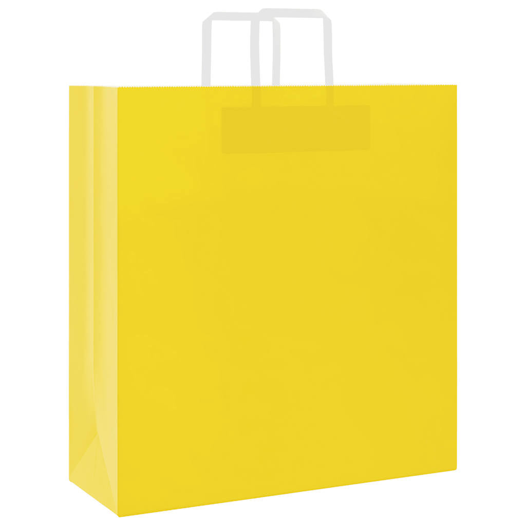 VidaXL Papiertüten 250 Stück mit Griffen 45x17x48 cm gelb