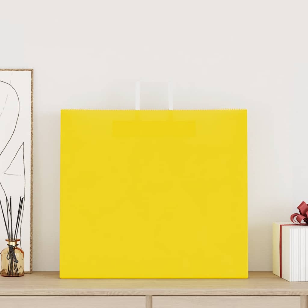 VidaXL Papiertüten 250 Stück mit Griffen 54x15x49 cm gelb