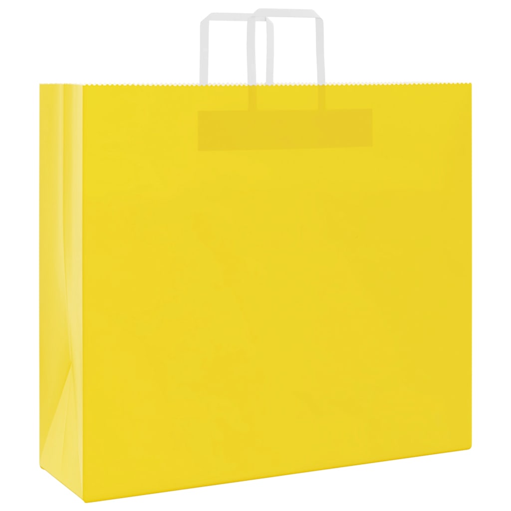VidaXL Papiertüten 250 Stück mit Griffen 54x15x49 cm gelb