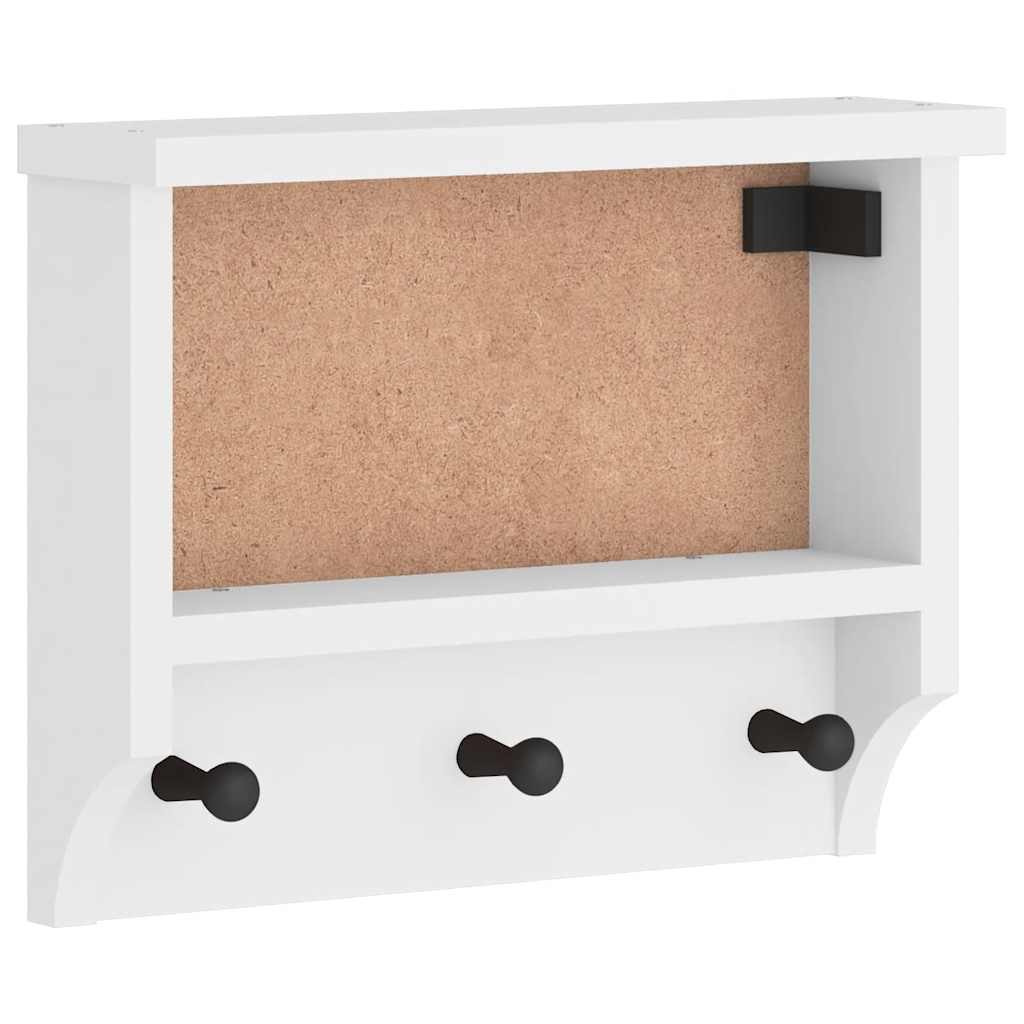 Vidaxx Wandgarderobe Sandnes weiß 45x12x35 cm massives Kiefernholz