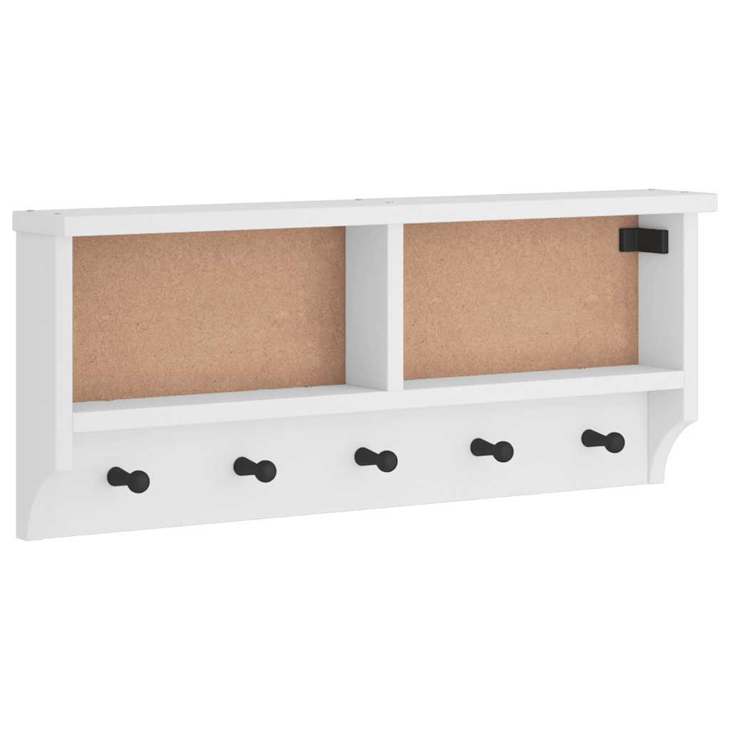 Vidaxx Wandgarderobe Sandnes weiß 87x12x35 cm massives Kiefernholz
