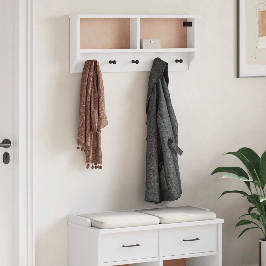 Vidaxx Wandgarderobe Sandnes weiß 87x12x35 cm massives Kiefernholz