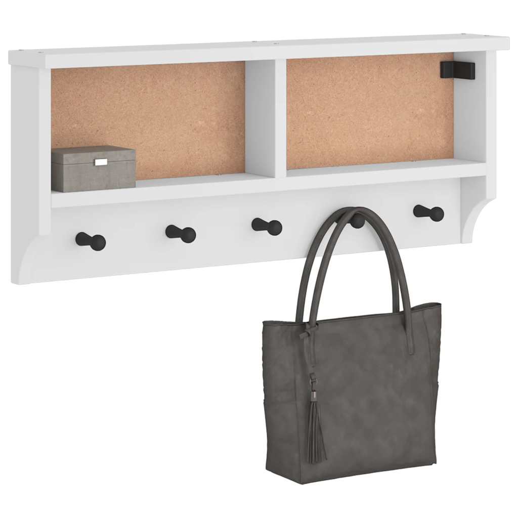 Vidaxx Wandgarderobe Sandnes weiß 87x12x35 cm massives Kiefernholz