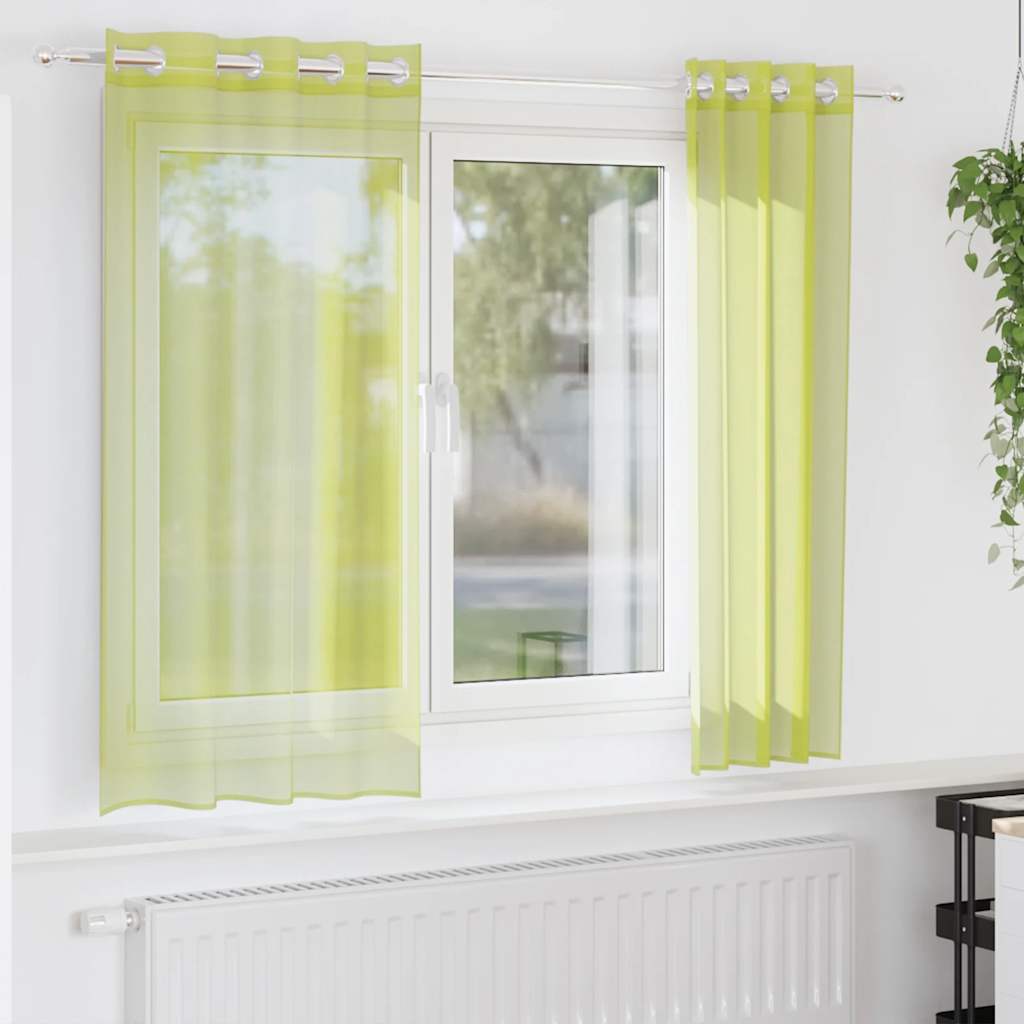 Vidaxx Gardinen Voile mit Ösen 2 Stück 140x140 cm Apfelgrün