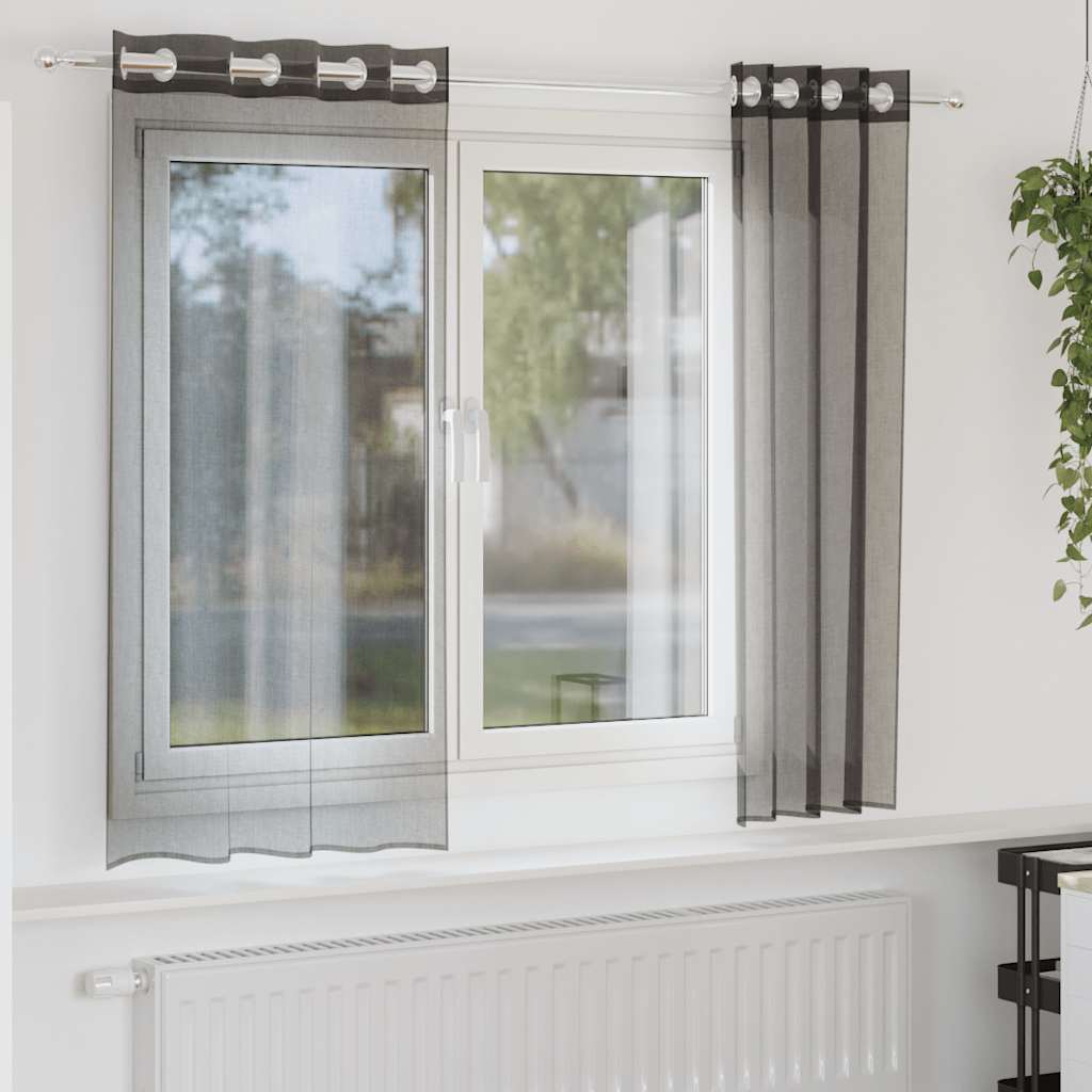 Vidaxx Gardinen Voile mit Ösen 2 Stück 140x140 cm schwarz