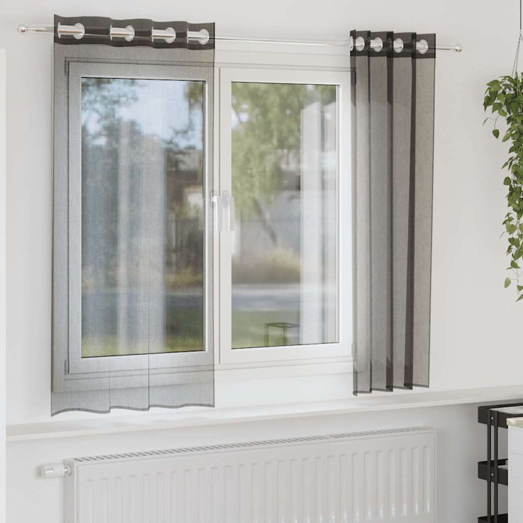 Vidaxx Gardinen Voile mit Ösen 2 Stück 140x140 cm schwarz