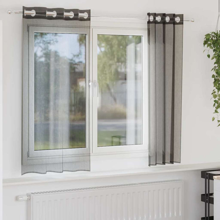 Vidaxx Gardinen Voile mit Ösen 2 Stück 140x175 cm schwarz