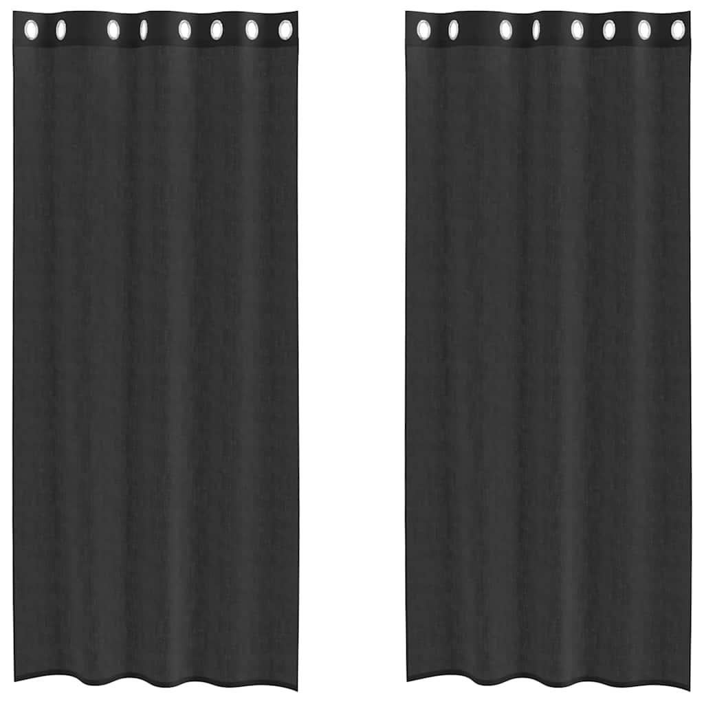 Vidaxx Gardinen Voile mit Ösen 2 Stück 140x225 cm schwarz