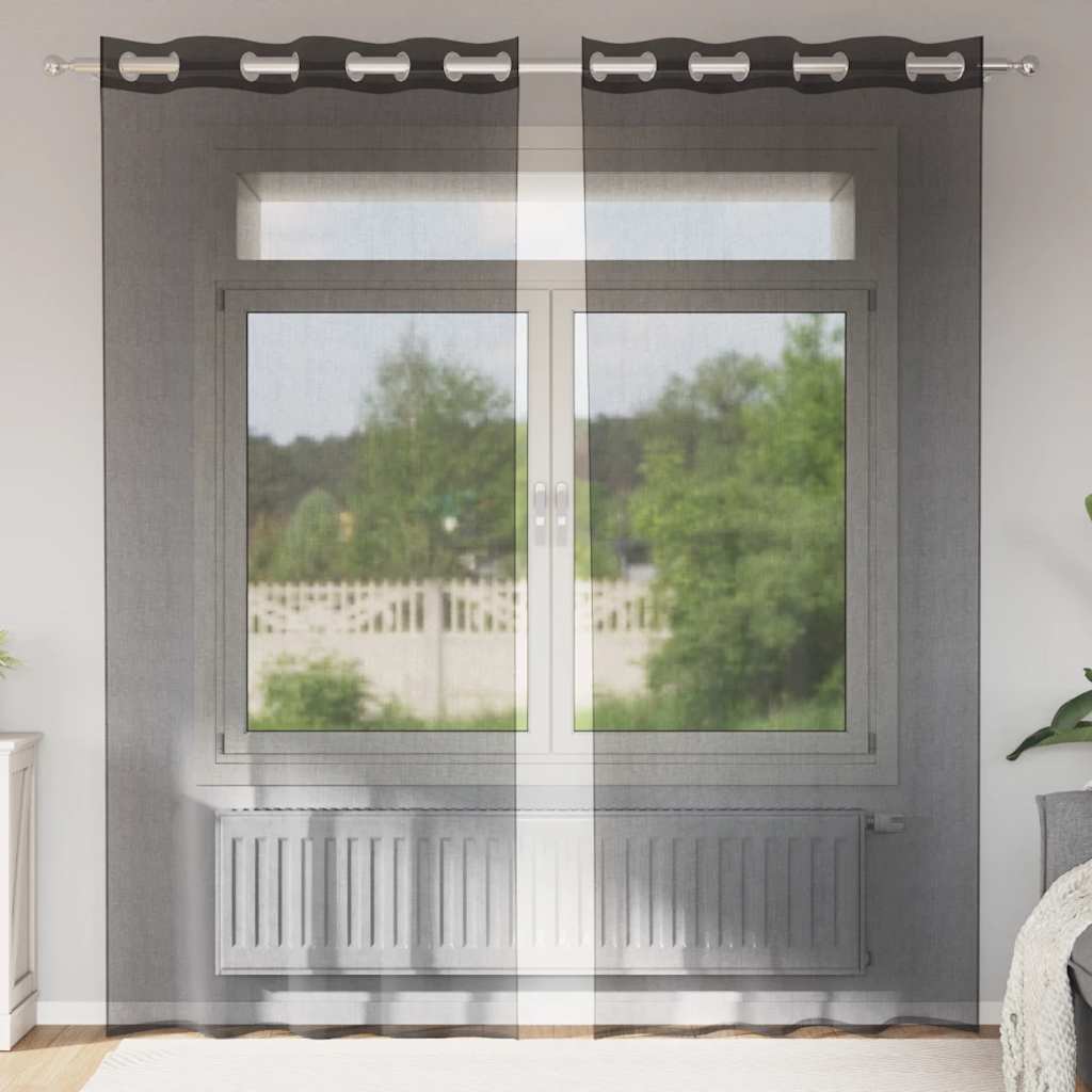 Vidaxx Gardinen Voile mit Ösen 2 Stück 140x225 cm schwarz