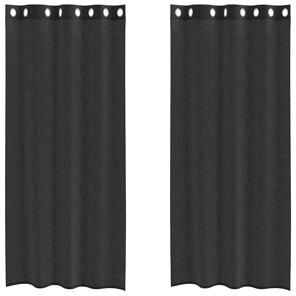 Vidaxx Gardinen Voile mit Ösen 2 Stück 140x245 cm schwarz