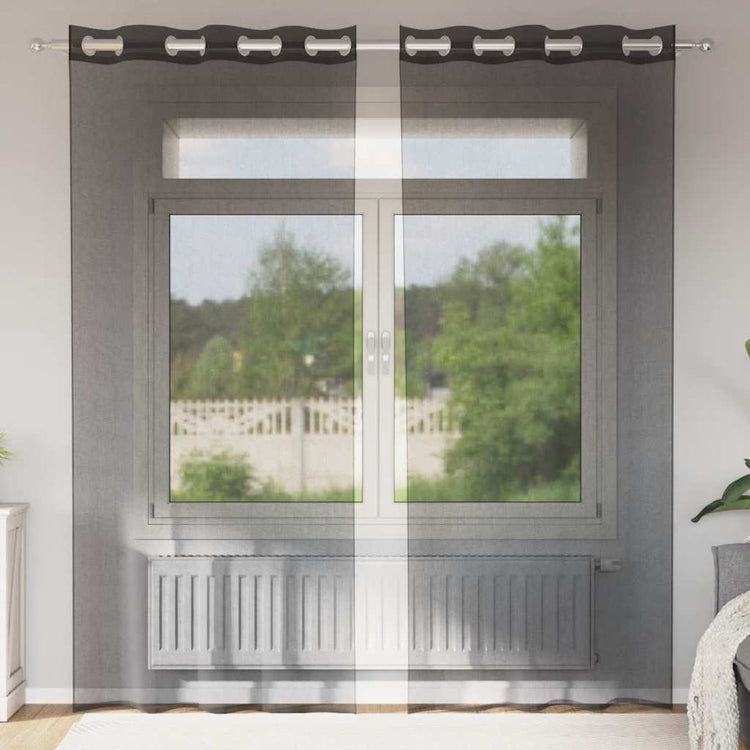 Vidaxx Gardinen Voile mit Ösen 2 Stück 140x245 cm schwarz
