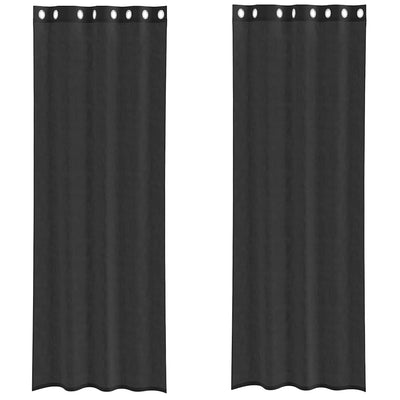 Vidaxx Gardinen Voile mit Ösen 2 Stück 140x260 cm schwarz