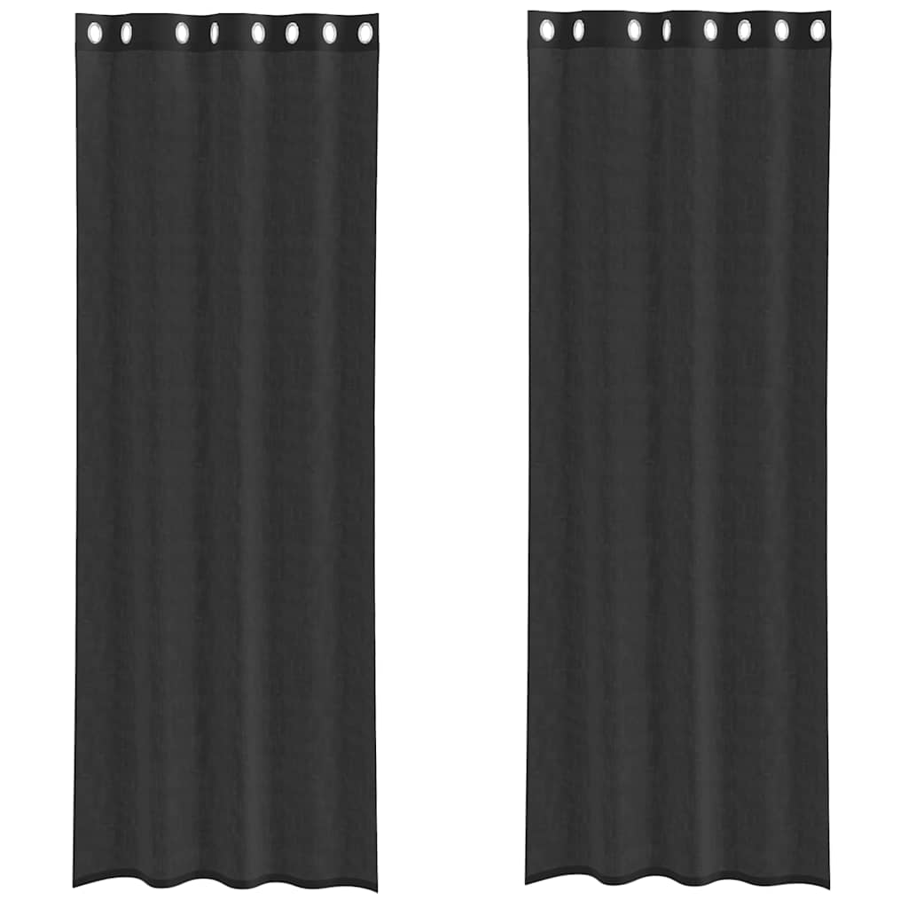 Vidaxx Gardinen Voile mit Ösen 2 Stück 140x300 cm schwarz