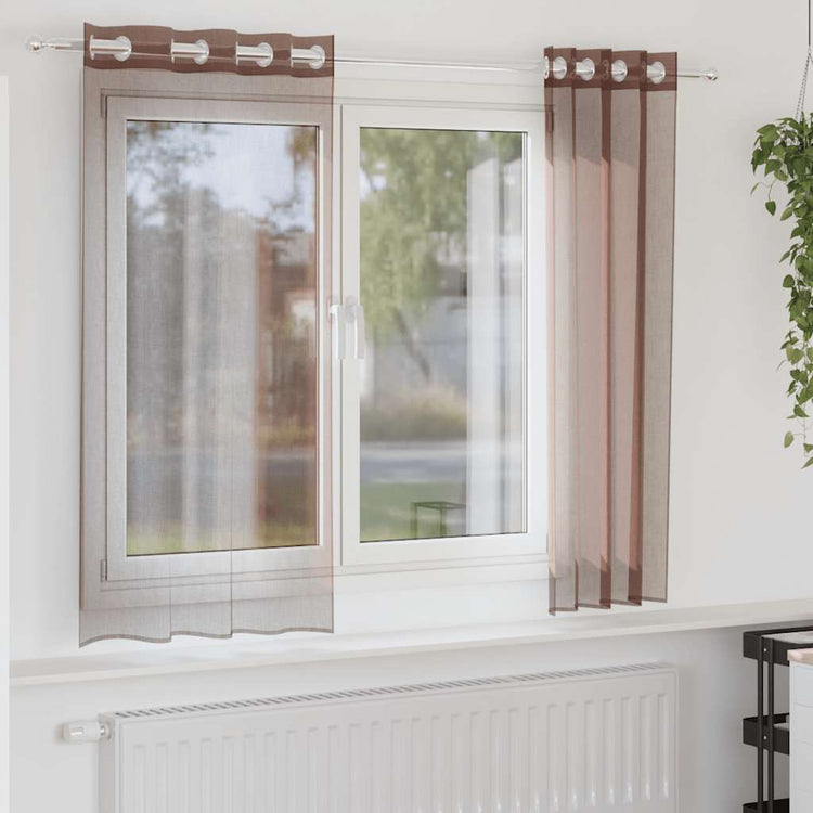 Vidaxl Gordijnen Voile mit Türvorhängen 2 St. 140x175 cm braun