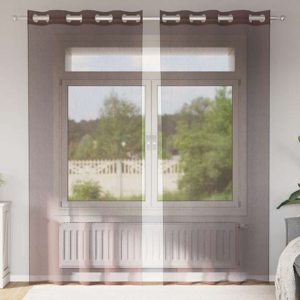 Vidaxx Gardinen Voile mit Ösen 2 Stück 140x225 cm braun