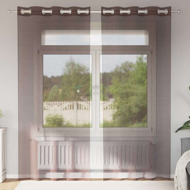 Vidaxx Gardinen Voile mit Ösen 2 Stück 140x245 cm braun