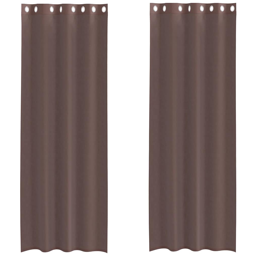 Vidaxx Gardinen Voile mit Ösen 2 Stück 140x260 cm braun