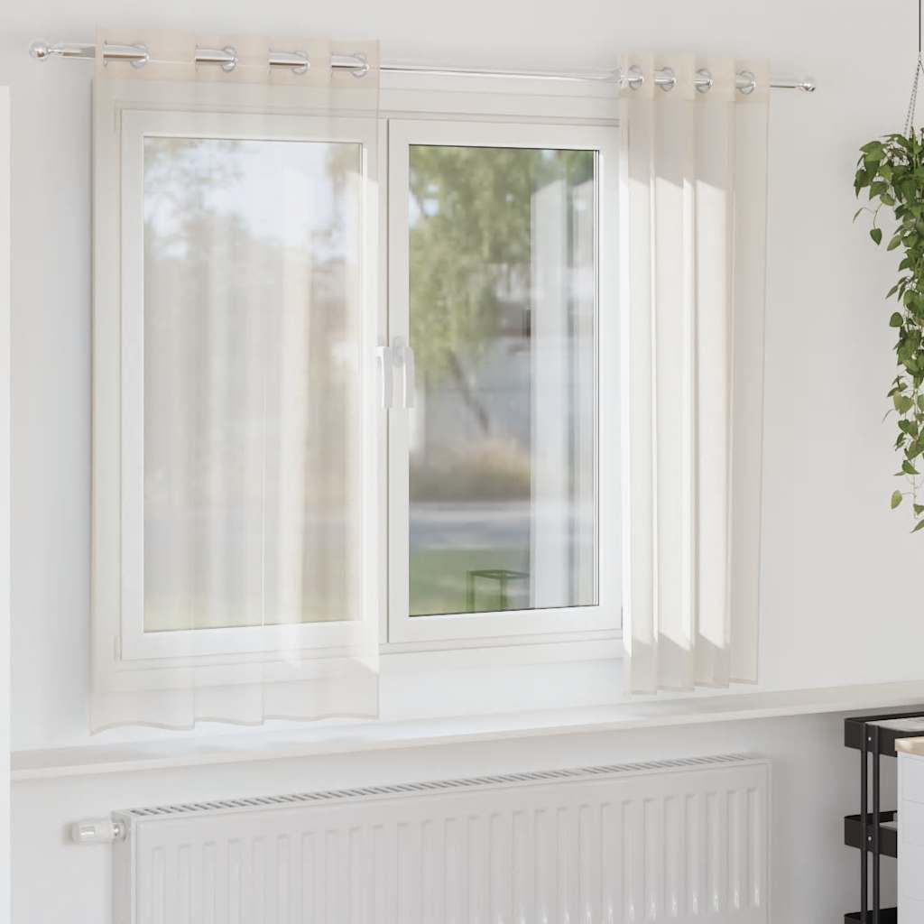 Vidaxx Gardinen Voile mit Ösen 2 Stück 140x140 cm cremefarben