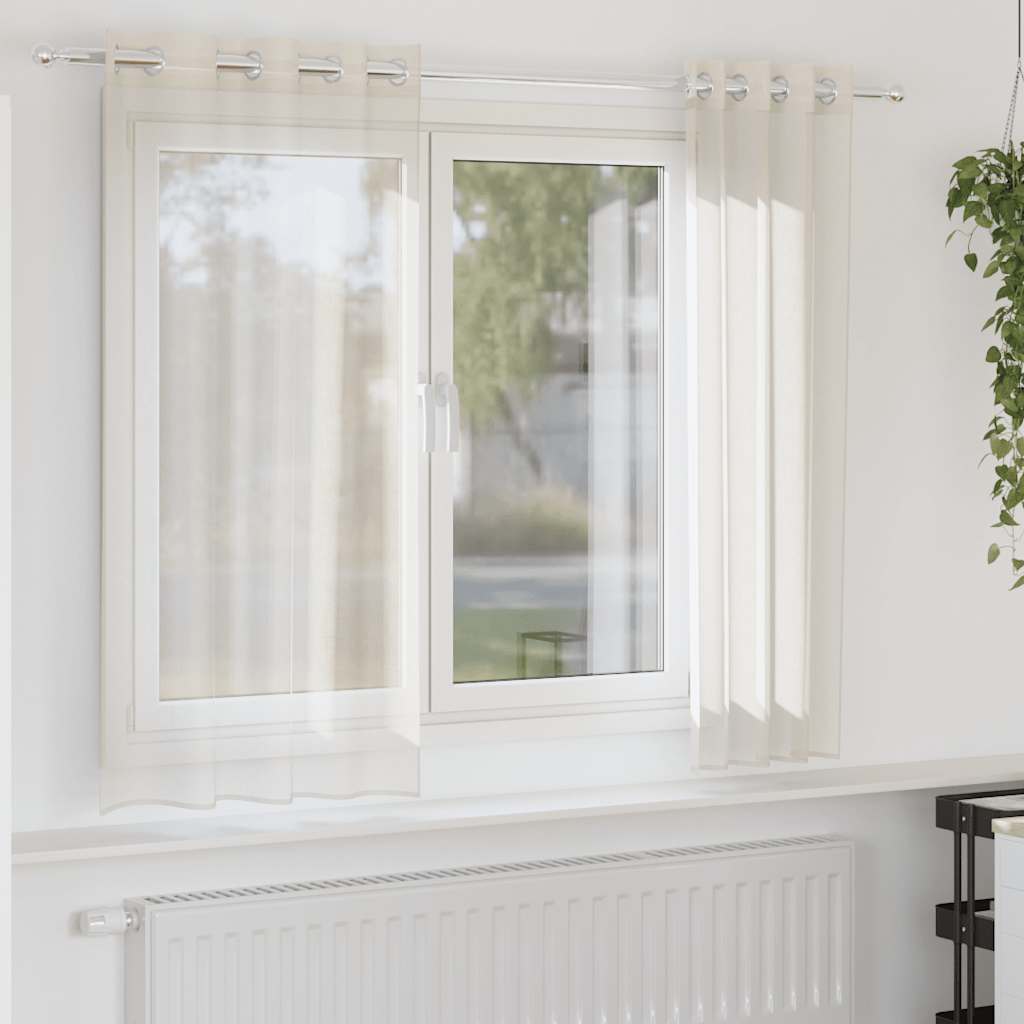 Vidaxx Gardinen Voile mit Ösen 2 Stück 140x175 cm cremefarben