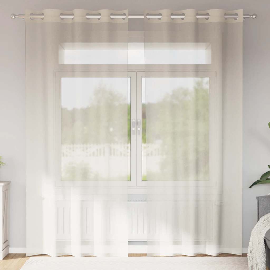 Vidaxx Gardinen Voile mit Ösen 2 Stück 140x225 cm cremefarben