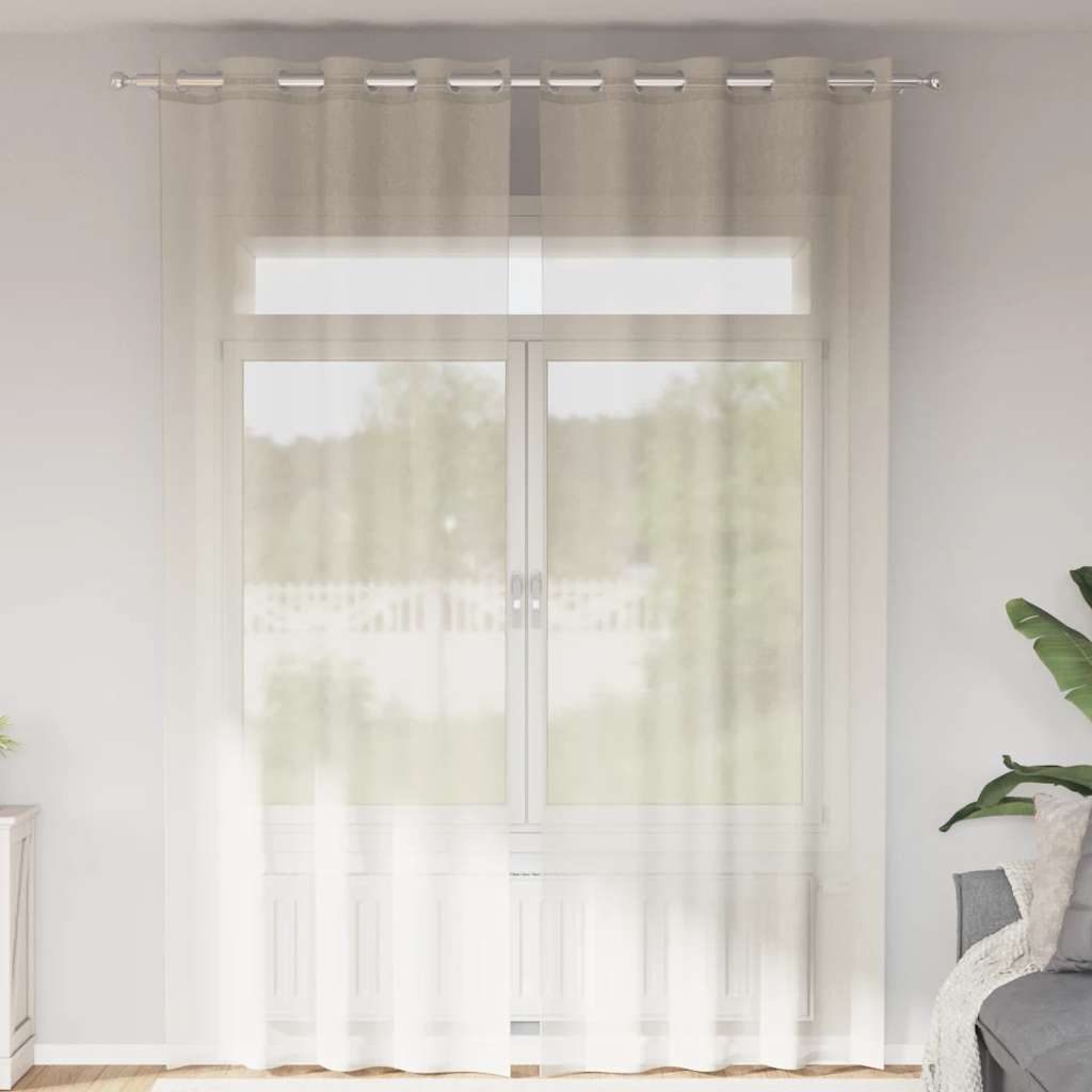 Vidaxx Gardinen Voile mit Ösen 2 Stück 140x260 cm cremefarben