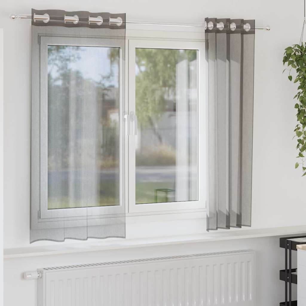Vidaxx Gardinen Voile mit Ösen 2 Stück 140x140 cm dunkelgrau