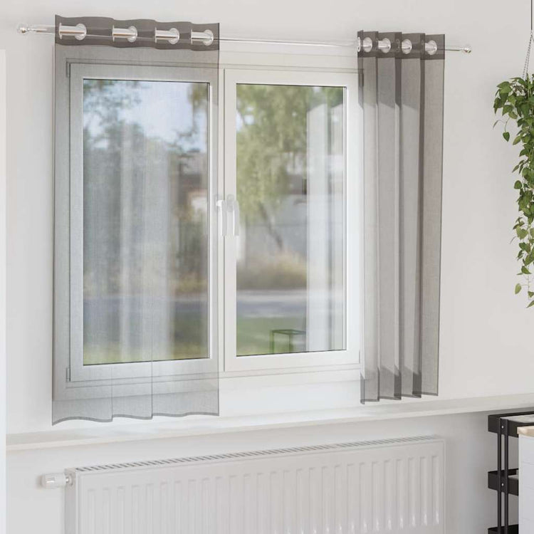 Vidaxx Gardinen Voile mit Ösen 2 Stück 140x140 cm dunkelgrau