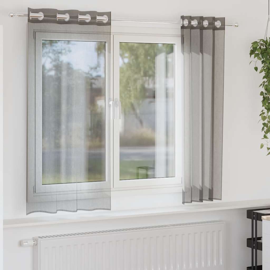 Vidaxx Gardinen Voile mit Ösen 2 Stück 140x175 cm dunkelgrau