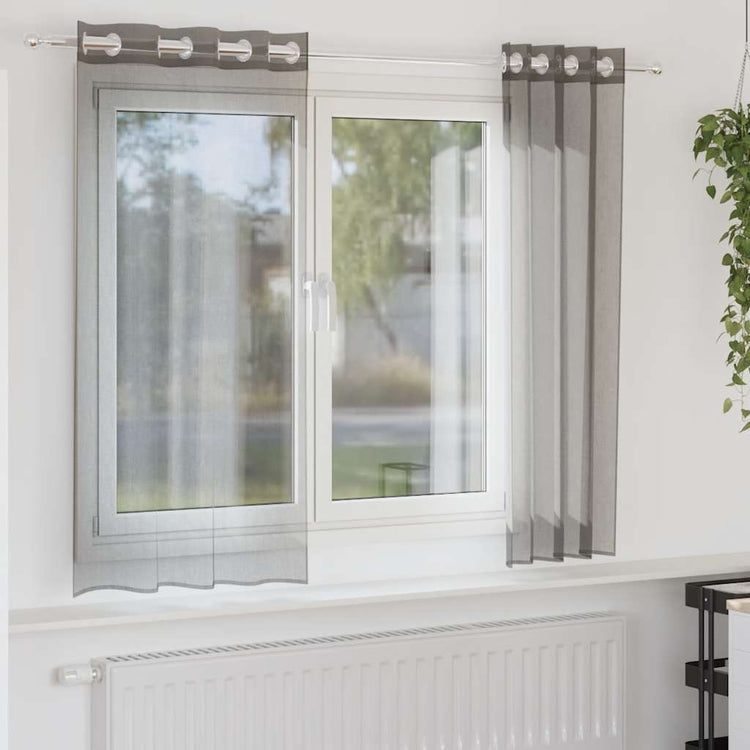 Vidaxx Gardinen Voile mit Ösen 2 Stück 140x175 cm dunkelgrau