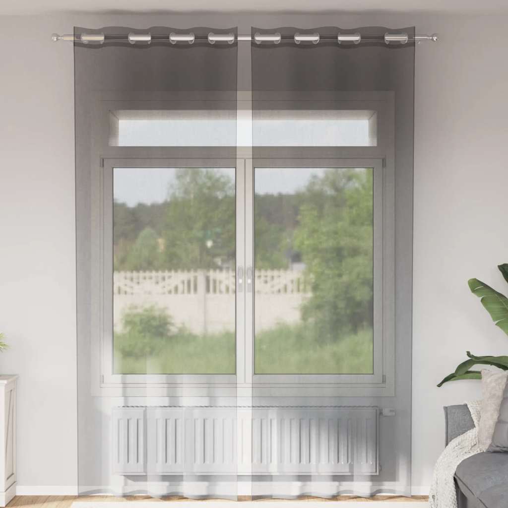 Vidaxx Gardinen Voile mit Ösen 2 Stück 140x260 cm dunkelgrau