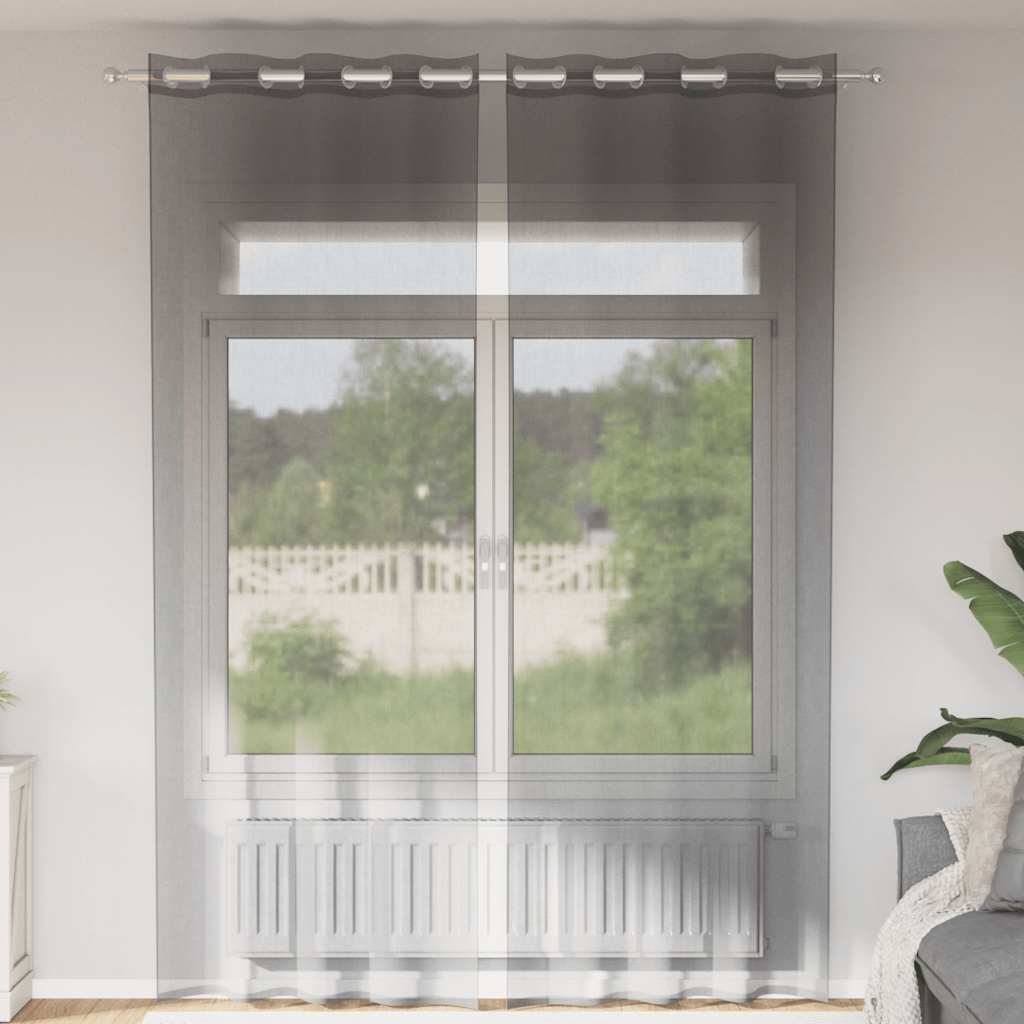 Vidaxx Gardinen Voile mit Ösen 2 Stück 140x300 cm dunkelgrau