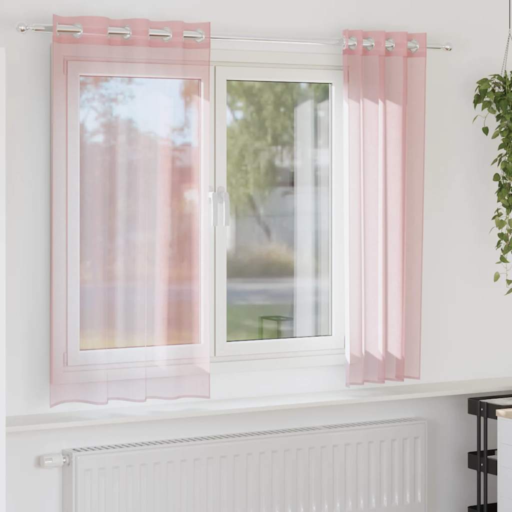 Vidaxx Gardinen Voile mit Ösen 2 Stück 140x175 cm hellrosa