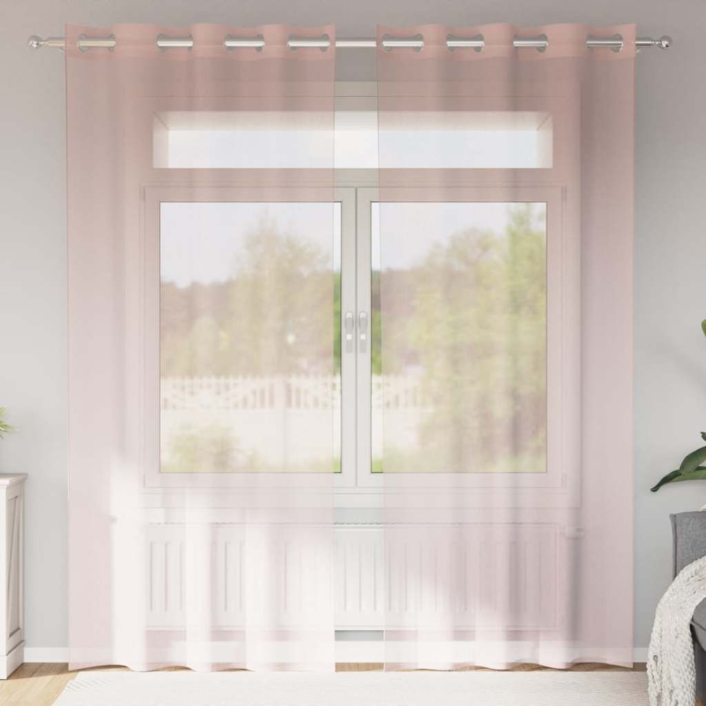 Vidaxx Gardinen Voile mit Ösen 2 Stück 140x225 cm hellrosa
