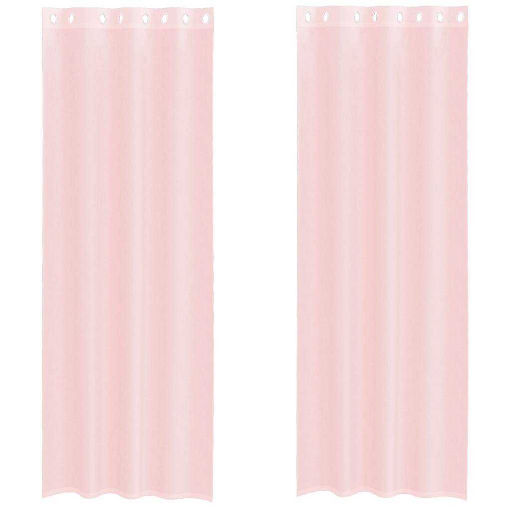 Vidaxx Gardinen Voile mit Ösen 2 Stück 140x260 cm hellrosa