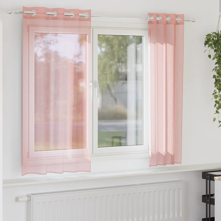 Vidaxx Gardinen Voile mit Ösen 2 Stück 140x140 cm rosa