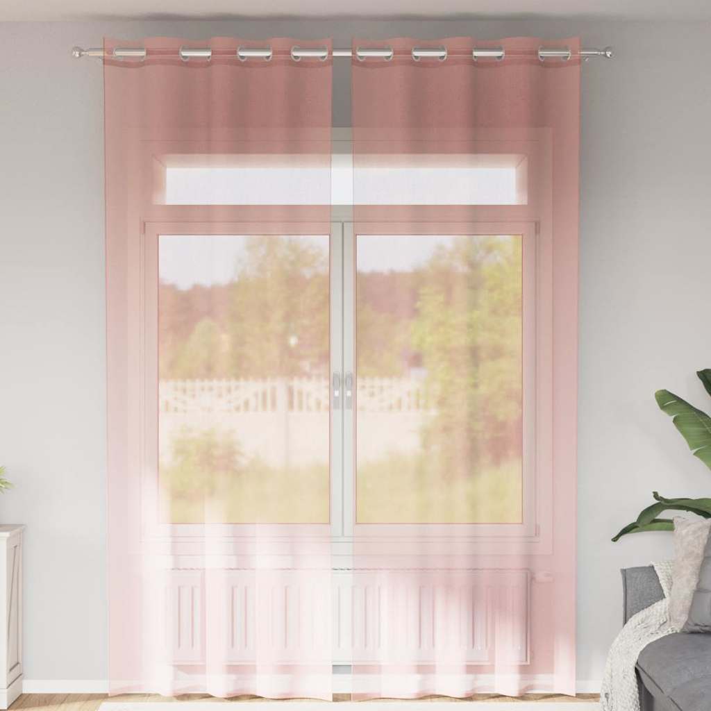 Vidaxx Gardinen Voile mit Ösen 2 Stück 140x260 cm rosa