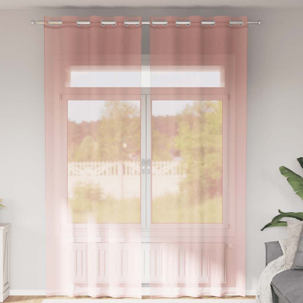 Vidaxx Gardinen Voile mit Ösen 2 Stück 140x300 cm rosa