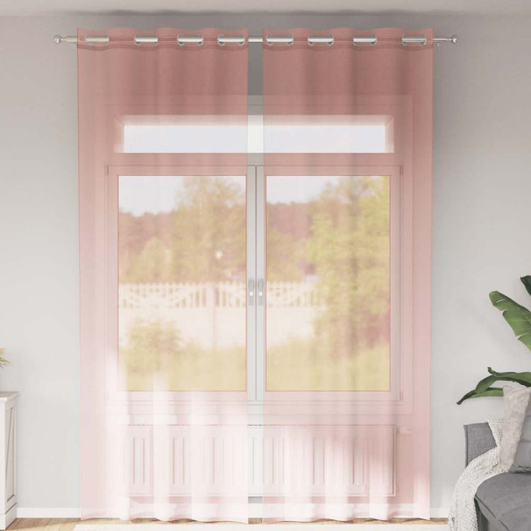 Vidaxx Gardinen Voile mit Ösen 2 Stück 140x300 cm rosa