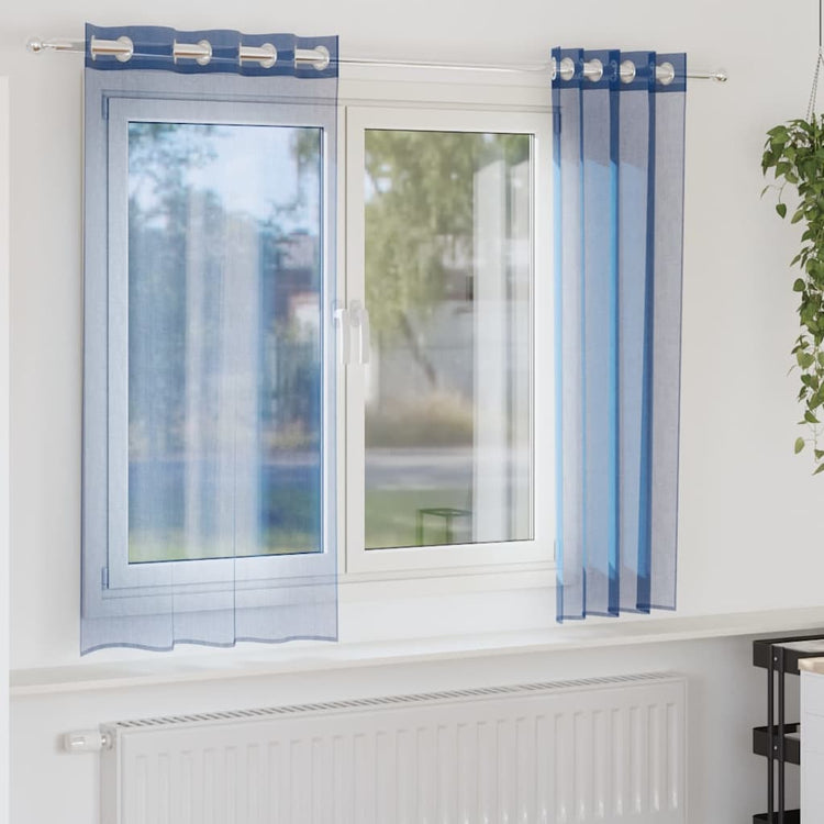 Vidaxl Gardinen Voile mit Ösen 2 Stück Königsblau
