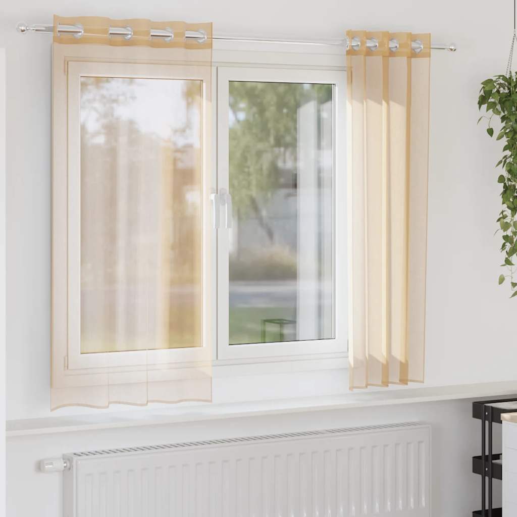 Vidaxl Gardinen Voile mit Ösen 2 Stück Sand