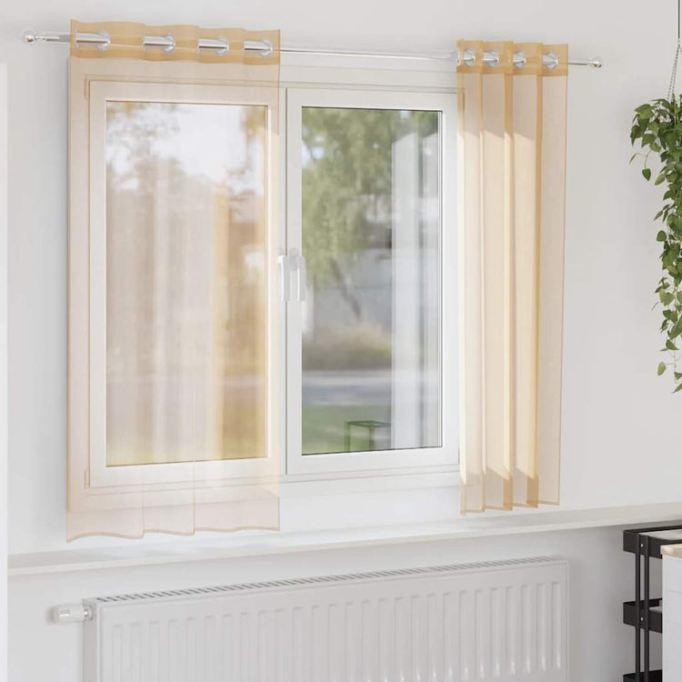 Vidaxl Gardinen Voile mit Ösen 2 Stück Sand
