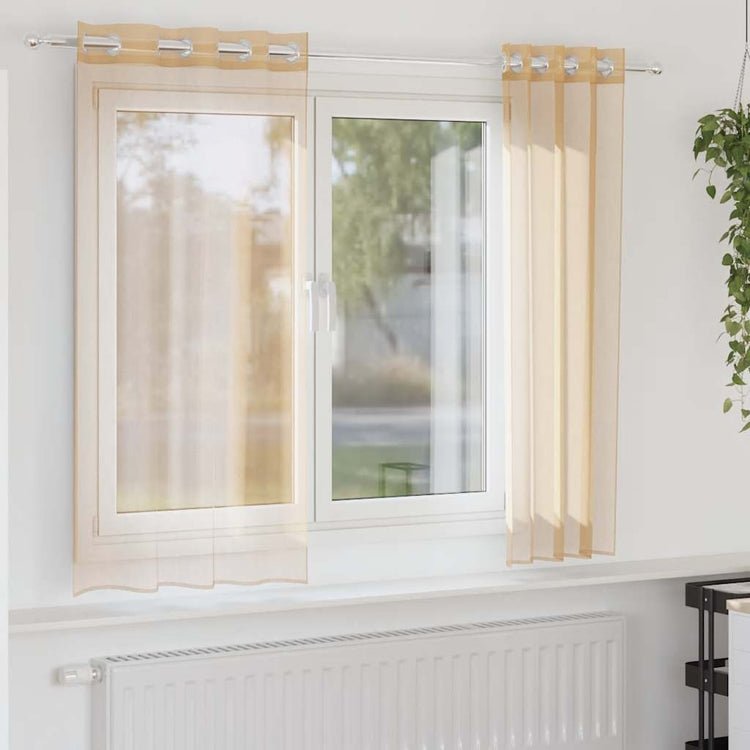 Vidaxl Gardinen Voile mit Ösen 2 Stück Sand