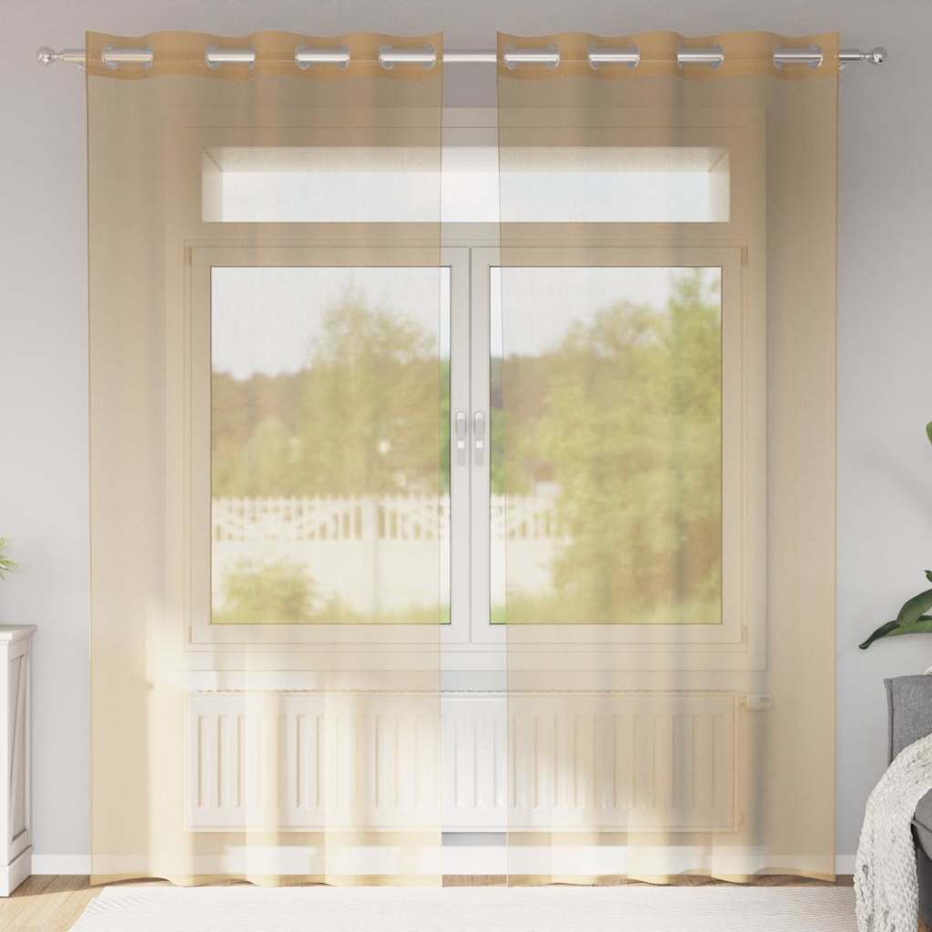 Vidaxl Gardinen Voile mit Ösen 2 Stück Sand