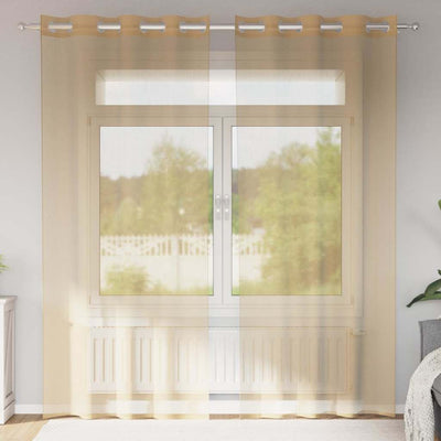 Vidaxl Gardinen Voile mit Ösen 2 Stück Sand