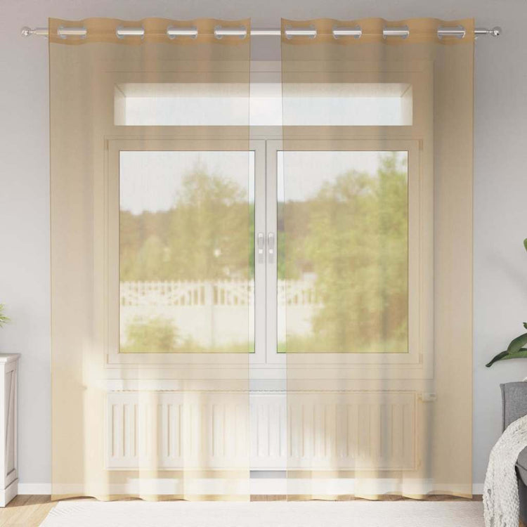 Vidaxl Gardinen Voile mit Ösen 2 Stück Sand