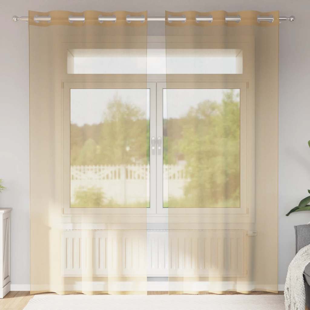 Vidaxl Gardinen Voile mit Ösen 2 Stück Sand