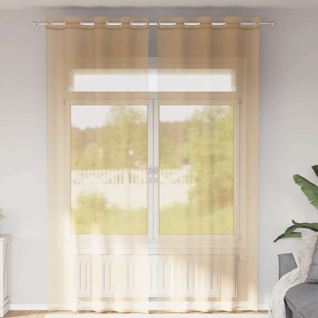 Vidaxl Gardinen Voile mit Ösen 2 Stück Sand