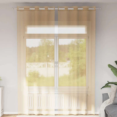Vidaxl Gardinen Voile mit Ösen 2 Stück Sand