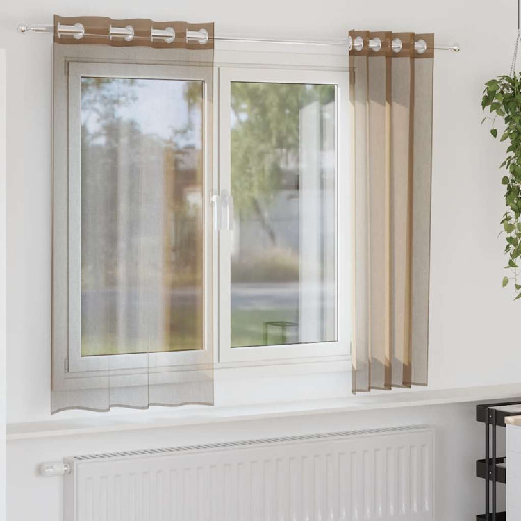 Vidaxl Gardinen Voile mit Ösen 2 Stück hellbraun