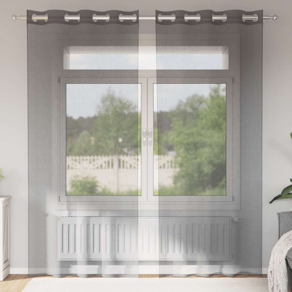 Vidaxl Gardinen Voile mit Ösen 2 Stück hellbraun